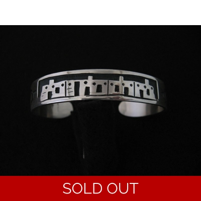 Hopi Design Silver Band   by John Honie 7-1/4" Round  1-1/4" Gap